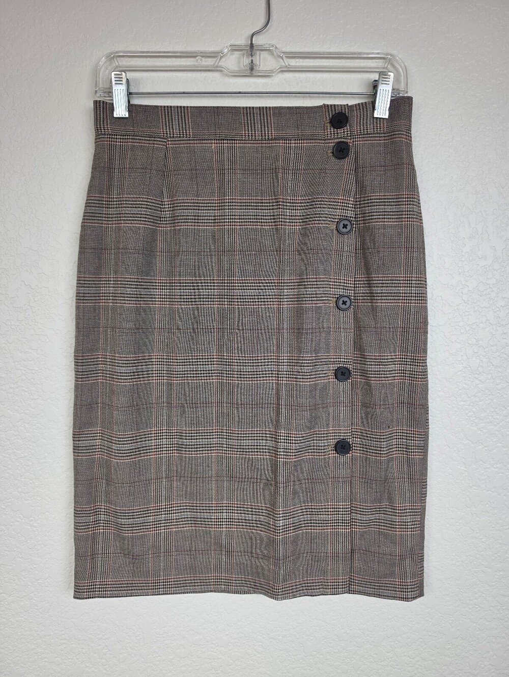 H&M Plaid Button Front Pencil Skirt Size 6